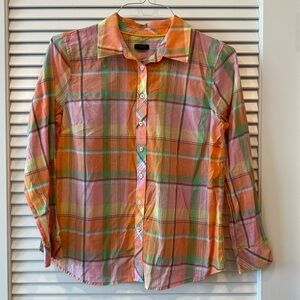 EUC Talbots Lightweight Button Down Long Sleeve Shirt Multi Color Stripe Size LP
